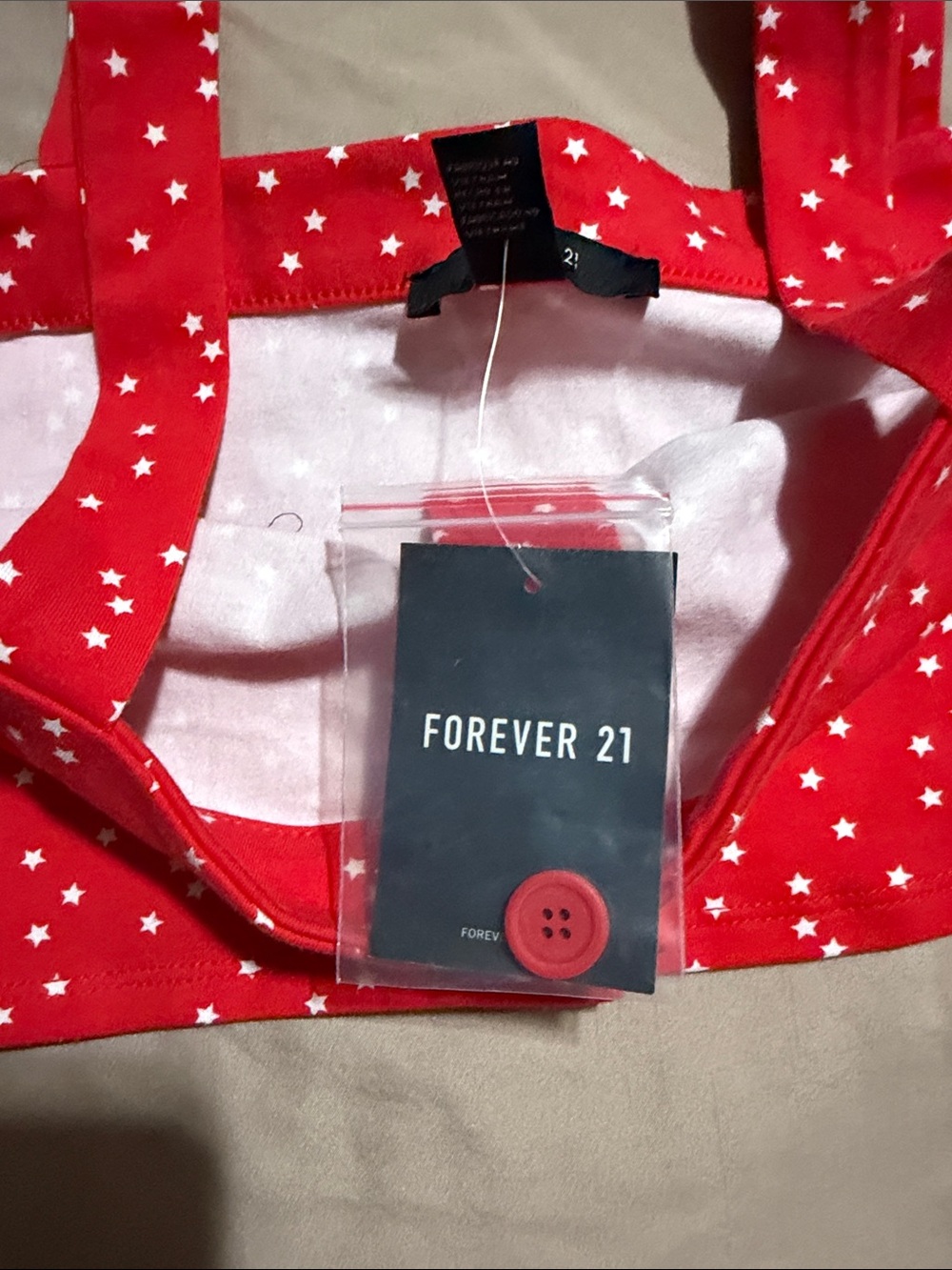 Forever 21 Red Top with White Star Print - Picture 5 of 12